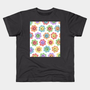 Rainbower Rainbow Flower Happy Faces Kids T-Shirt